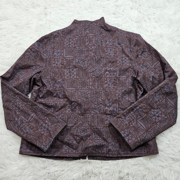 Peruvian Connection Women's Purple Abstract Print Zip Up Jacket. Size 14/L - Picture 2 of 7